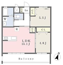 パインコーンズ伊良皆 2LDKの間取図画像