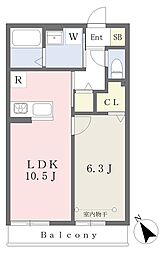 ヴェルデュール宮前平 1LDKの間取図画像