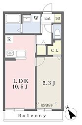ヴェルデュール宮前平 1LDKの間取図画像