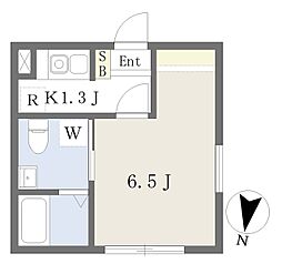グランベイス大島 1階1Kの間取り