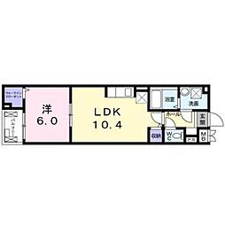 都営新宿線 一之江駅 徒歩30分の賃貸アパート 2階1LDKの間取り