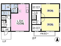 国立ローゼハイムＢ 1階2LDKの間取り
