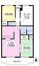 ワールドウイング 2SLDKの間取図画像