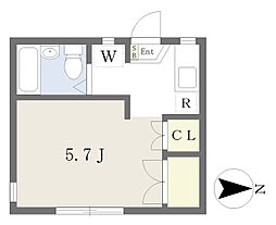 モンシャトー国立B ワンルームの間取図画像