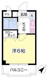 メビウスプラザ1 1Kの間取図画像