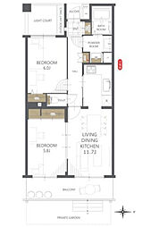 東村山北パーク・ホームズ 2LDKの間取図画像