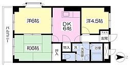 ロイヤル・ヴィラ壱番館 4階3DKの間取り