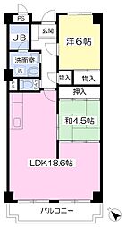 セルサス加茂 1階2LDKの間取り