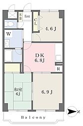 グランシャトレーＤＡＩＷＡ 3階3DKの間取り