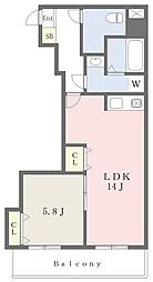 アネックス寿 201 2階1LDKの間取り