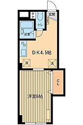 慶応マンション 1DKの間取図画像
