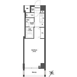 ディームス目黒行人坂 1Kの間取図画像