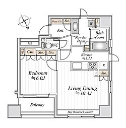 ドゥーエ銀座イースト2 1LDKの間取図画像