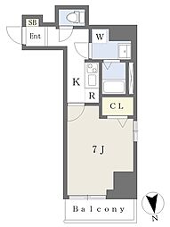 グランコートソフィア 1Kの間取図画像