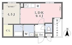 ＭＯＶＥ堀田 2階1LDKの間取り