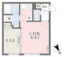 quador吹上South 1LDKの間取図画像