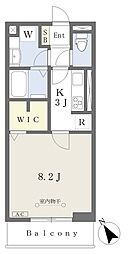 ポルタフォルトゥーナ 1Kの間取図画像