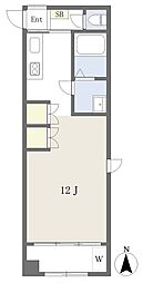 レトア3番館 ワンルームの間取図画像