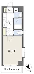 フラット豊岡通 1Kの間取図画像