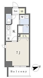 プレイズシード車道アベニュー 1Kの間取図画像