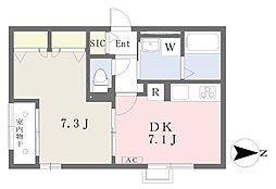 JR福知山線 猪名寺駅 徒歩8分の賃貸アパート 2階1DKの間取り