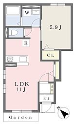 パストルＢ棟 101 1階1LDKの間取り