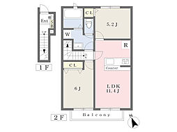 ラウレア構A 2LDKの間取図画像