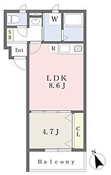 MISTRAL手柄山平和公園駅前 1LDKの間取図画像