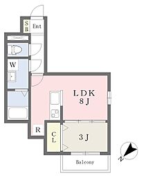 プラド宮城野 1LDKの間取図画像