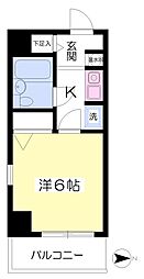 ラフィネ守口 2階1Kの間取り