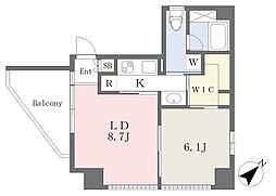 ツワブキ肥後橋ビル 6階1LDKの間取り