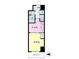 ノーブルコート堺筋本町 9階1Kの間取り