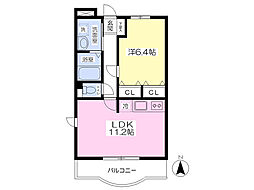 ＢＯＮＨＥＵＲ下島 1階1LDKの間取り