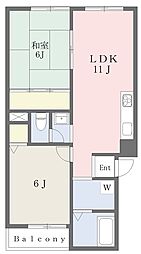 ノルエスタ上島1号館 2LDKの間取図画像