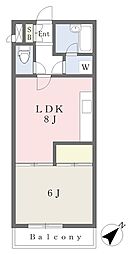 アーバンハイツ京阪大和田 1LDKの間取図画像