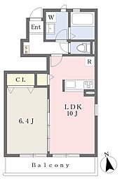 アムールベル 1LDKの間取図画像