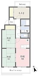メゾンやしま 3階3DKの間取り