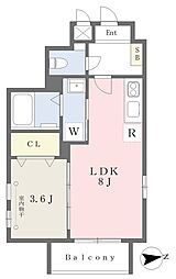 Ｃｈｅｒｉｍ築地口III 3階1LDKの間取り