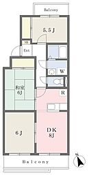 メゾンやしま 3階3DKの間取り