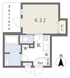ＡＸＩＡ亀島 106 1階1Kの間取り