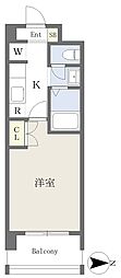 K-style- 1Kの間取図画像