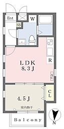 シェリム日比野 1LDKの間取図画像