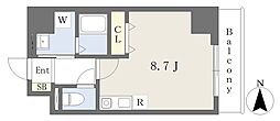 アルバ志賀本通 ワンルームの間取図画像