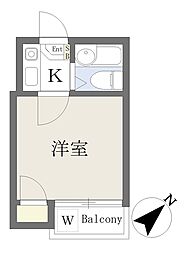 セドルハイムＡ棟 2階1Kの間取り