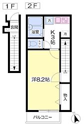 ベルリード千歳烏山A番館 1Kの間取図画像