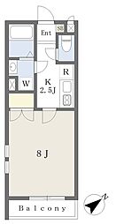 リヒテンハイム 1Kの間取図画像