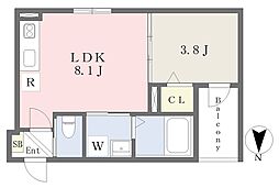 近鉄奈良線 東花園駅 徒歩8分の賃貸アパート 3階1LDKの間取り