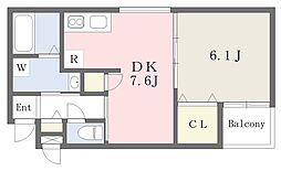 JR片町線(学研都市線) 鴻池新田駅 徒歩4分の賃貸アパート 3階1DKの間取り