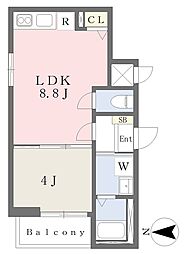南海高野線 初芝駅 徒歩7分の賃貸アパート 2階1LDKの間取り