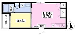 パークテラス住吉公園 2階1LDKの間取り